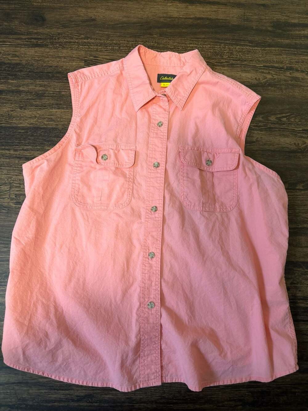 Cabela's Pink Sleeveless Button-Up Shirt with Pockets